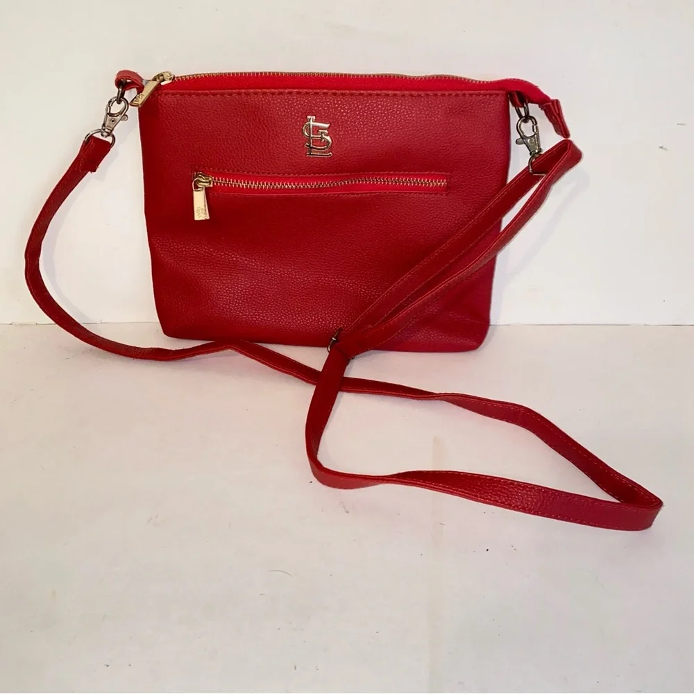 Red St Louis Cardinals MLB Crossbody Purse Bag Detachable Strap Gold Hardware - Picture 2 of 13